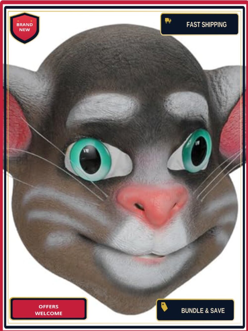 Realistic Latex Cat Head Mask One Size Halloween Party Costume